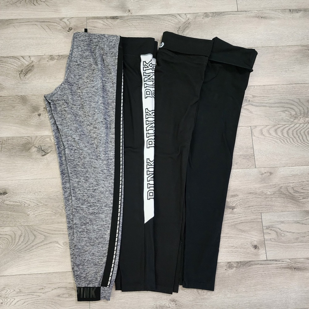 Victoria Secret PINK Women's‎ Leggings Medium Mixed Lot 4 Pairs BlackREAD